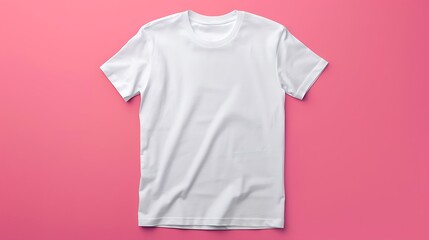 A classic white T-shirt with a fun graphic design on a solid pink background