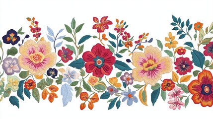 97.A beautiful embroidery design neckline lace border with forest flowers trees leafs leaves ornaments for textile print on fabric top performer Mughal art: