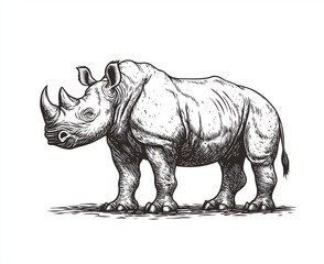 Obraz premium vector logo of a rhinoceros standing on white