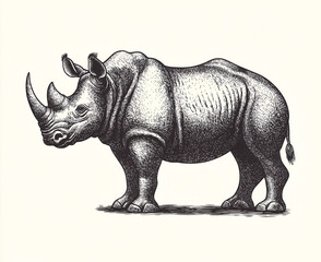 Fototapeta premium vector logo of a rhinoceros standing on white