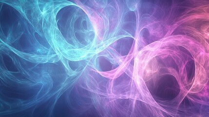 Fototapeta premium 38.Abstract fractal artwork featuring swirling patterns of luminous neon colors, including vivid blues, purples, and greens, forming an intricate, otherworldly design.