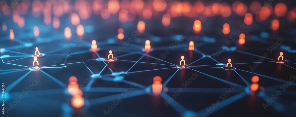 Poster concept of global business network, focusing on digital technology, data exchange, cloud computing, 