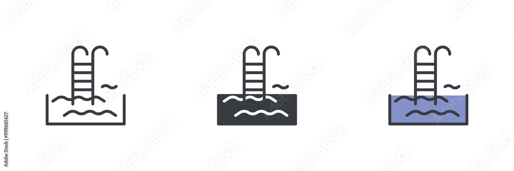 Poster swimming pool different style icon set