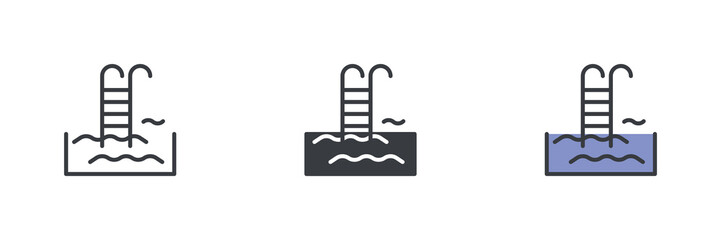 Swimming pool different style icon set