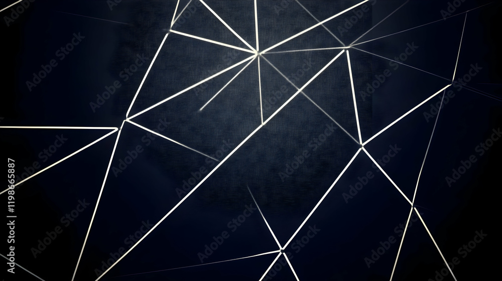 Poster abstract dark background with intersecting white lines forming geometric shapes.