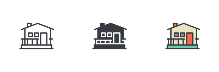 Cottage house different style icon set