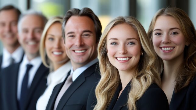 Business people smiling in a corporate headshot collection.