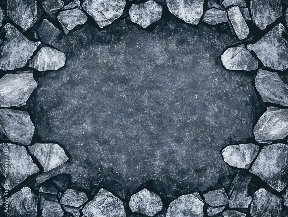 Aufkleber dark stone border frames a textured background with space for text or design elements