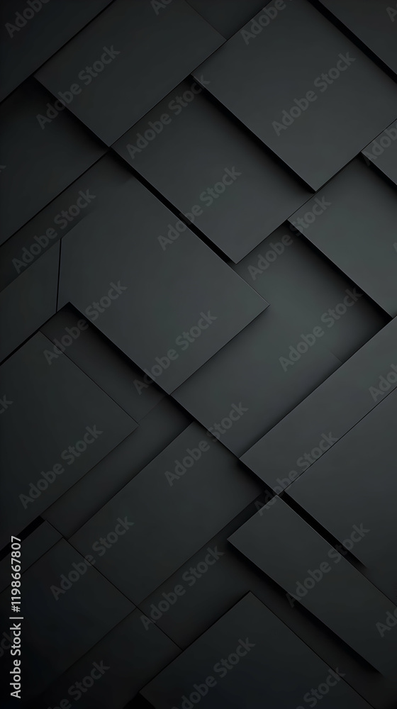 Poster abstract 3d geometric background shows interlocking black shapes, creating a modern and stylish look