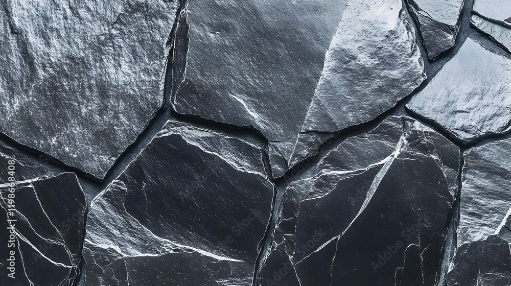 Poster dark gray slate stone texture forms a natural background with rugged, abstract pattern.