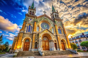 Notre Dame des Anges Church Portrait Photography: Serene Architectural Detail