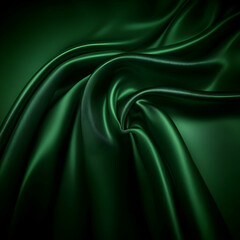 Fototapeta premium Luxurious Deep Green Satin Fabric Drapes Elegantly with Soft Folds and a Smooth Texture