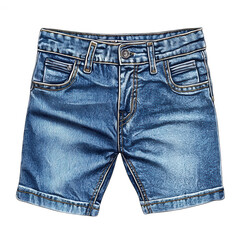 pair of blue jean shorts isolated on transparent background PNG