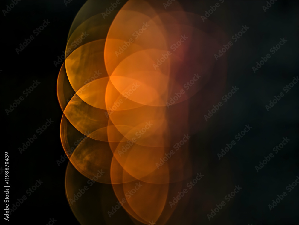 Aufkleber abstract background with blurry glowing orange circles on black background gently creating depth