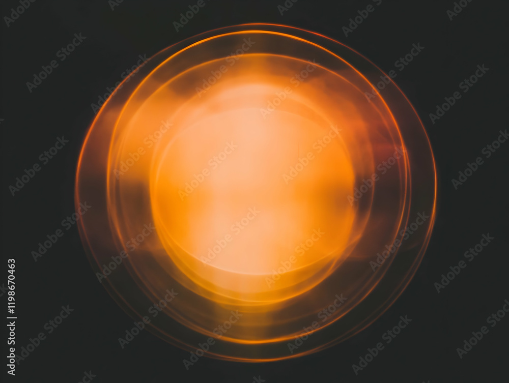 Poster abstract orange light creates circular patterns on a dark background, emphasizing texture and light 