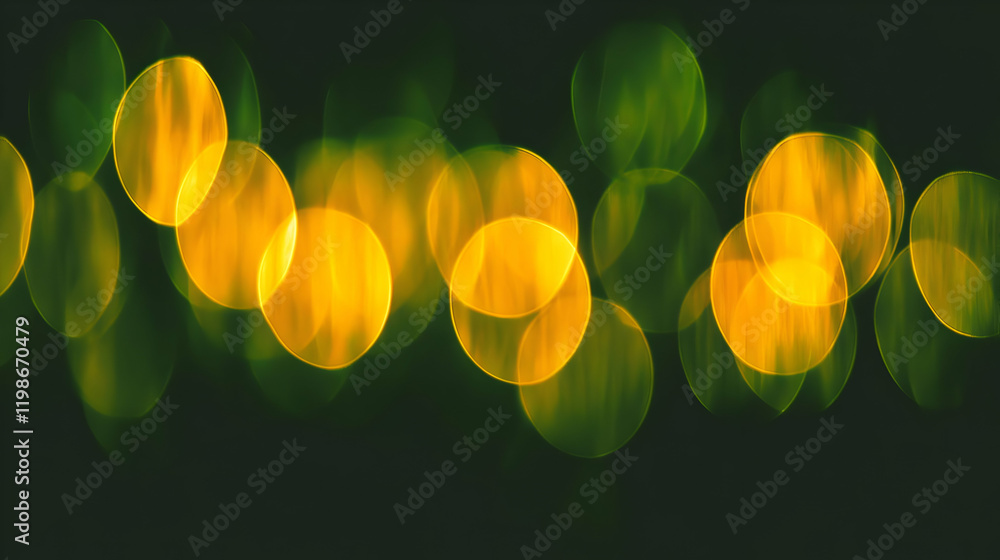 Poster abstract background shows golden and green blurred circles elegantly overlapping in a soft, dreamlik