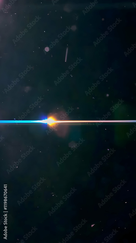 Poster abstract light streak illuminates dark background with dust particles gently floating
