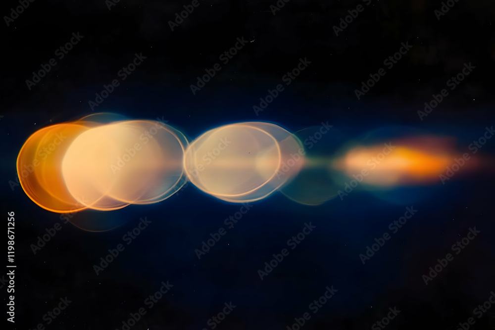 Poster abstract light streaks and bokeh circles blend seamlessly on a dark background with subtle starry ac