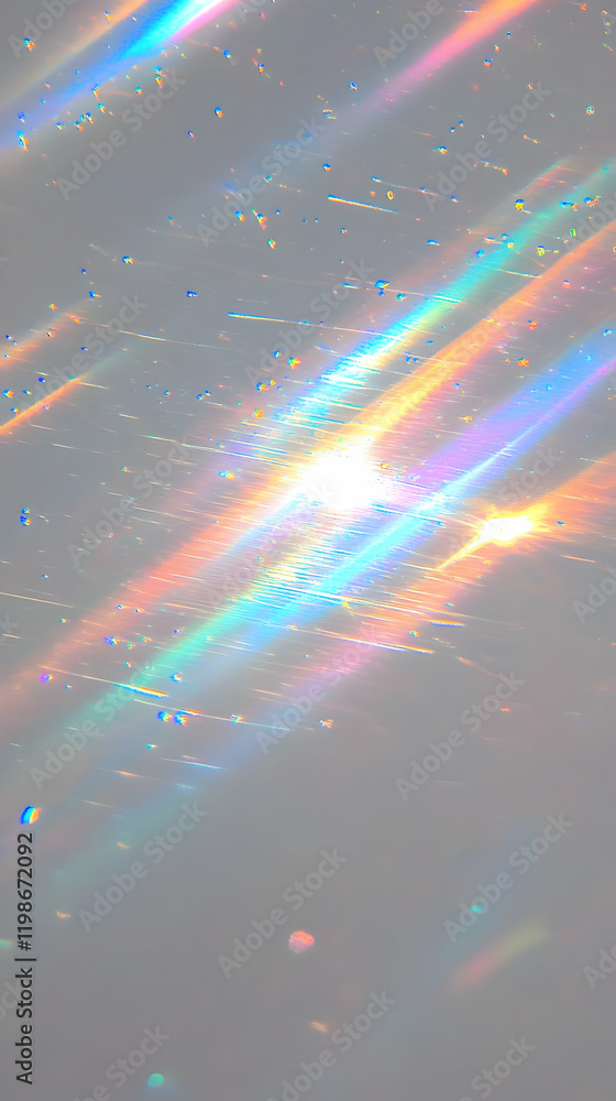 Poster abstract background with rainbow light rays and bokeh effect shining beautifully