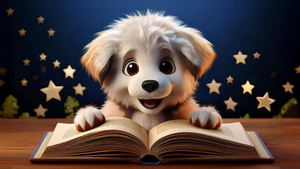 読書している犬