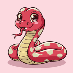 Fototapeta premium Adorable Cartoon Snake Illustration - Cute Vector Design