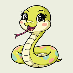Fototapeta premium Adorable Cartoon Snake Illustration - Cute Vector Design
