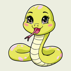 Fototapeta premium Adorable Cartoon Snake Illustration - Cute Vector Design