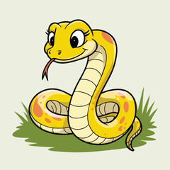 Fototapeta premium Adorable Cartoon Snake Illustration - Cute Vector Design