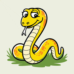 Fototapeta premium Adorable Cartoon Snake Illustration - Cute Vector Design