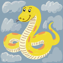 Fototapeta premium Adorable Cartoon Snake Illustration - Cute Vector Design