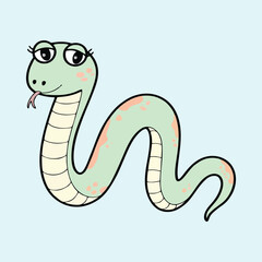 Fototapeta premium Adorable Cartoon Snake Illustration - Cute Vector Design