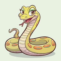 Fototapeta premium Adorable Cartoon Snake Illustration - Cute Vector Design