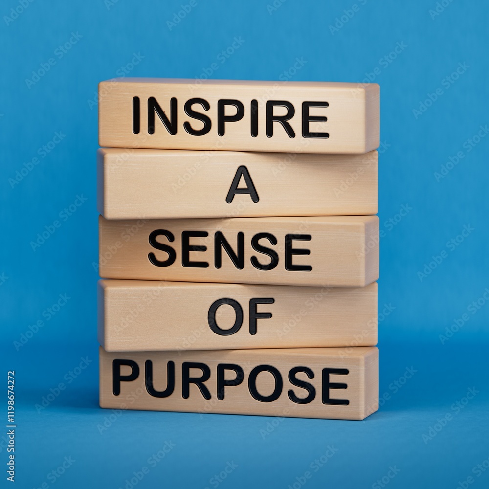 Poster purpose symbol. wooden blocks with words inspire a sense of purpose.business and purpose concept. wo