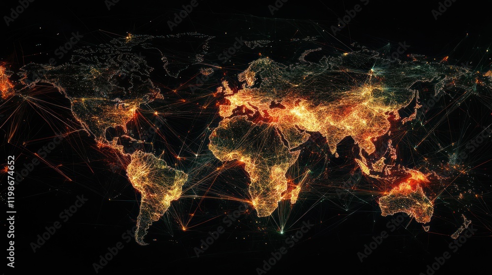 Poster global network illustrating ai-driven connections.