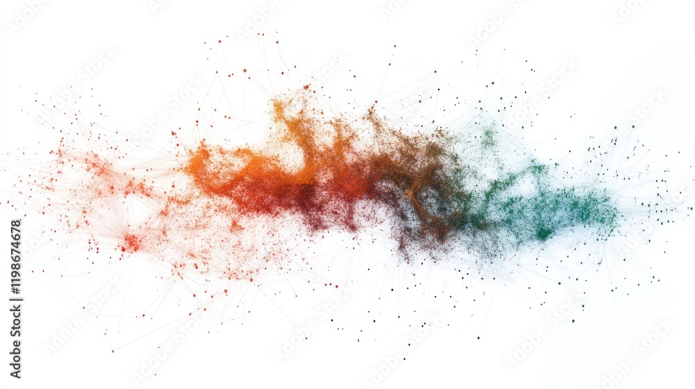 Poster global network rendered in 3d with dynamic depth on solid white background