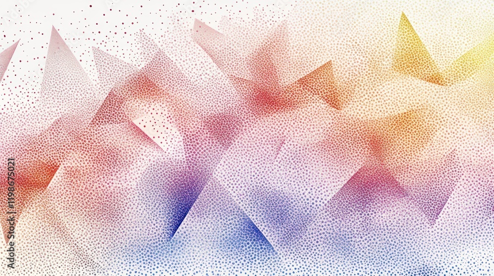 Poster gradient-based dots and triangle network designs.