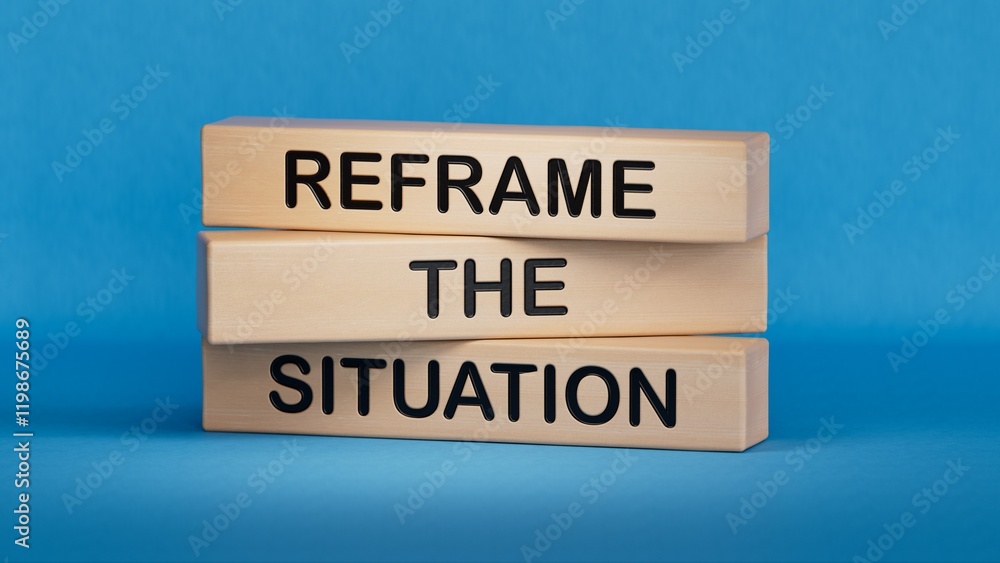 Poster reframe the situation symbol. concept words reframe the situation on wooden blocks. business concept