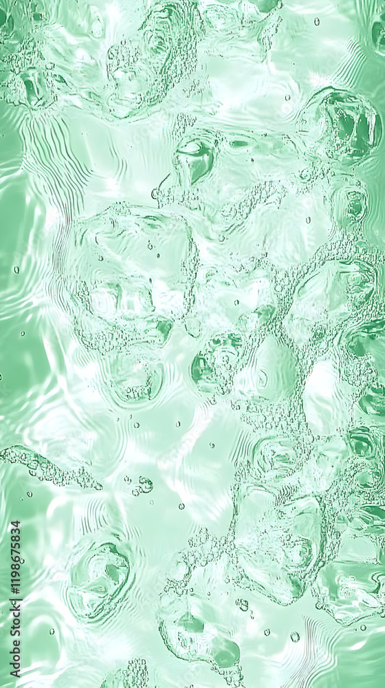 Poster abstract green liquid surface with bubbles and ripples creates a dynamic textured background.