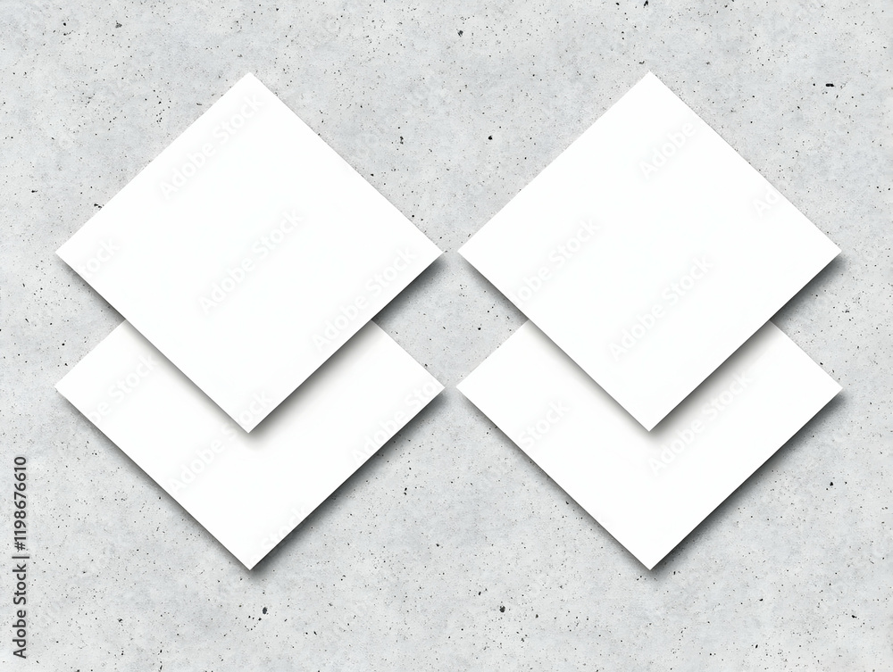 Poster blank square paper sheets on concrete background for mockup design elements