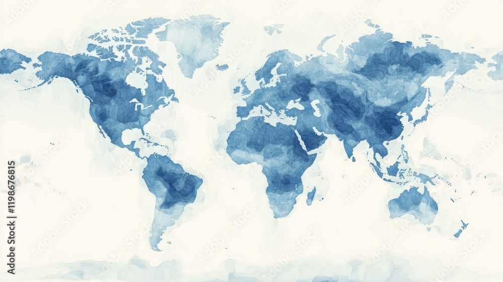 Poster light blue world map with streaming data visualizations.