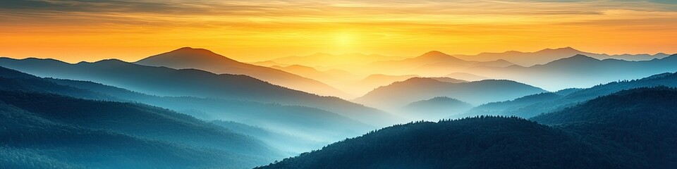 Majestic Mountain Ranges Sunset Golden Hues