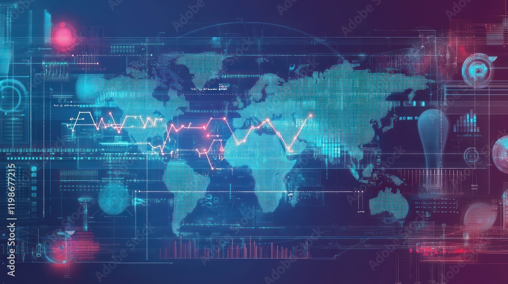 Poster medical data visualization on a binary digital map.
