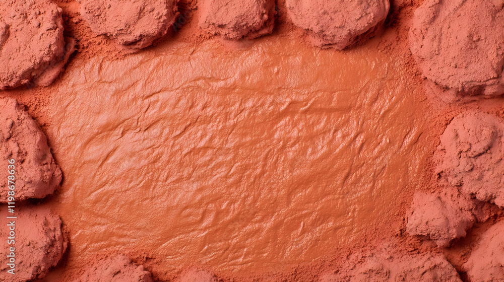 Aufkleber textured orange surface with clay border creates frame for design or text