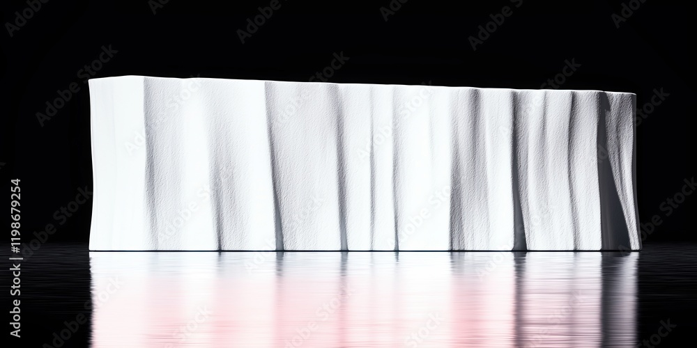 Poster ice movement iceberg concept. abstract white structure with reflections on a dark background.