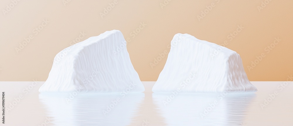 Aufkleber ice movement iceberg concept. two icebergs partially submerged in calm water with a soft background.