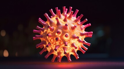 Colorful 3D representation of a virus.