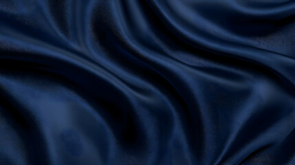 Obraz premium Dark Blue Satin Fabric Flows and Creates Elegant Waves Smoothly