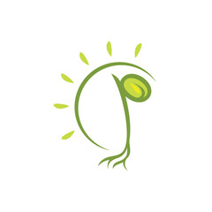 sprout and sun is a plant seed vector concept logo