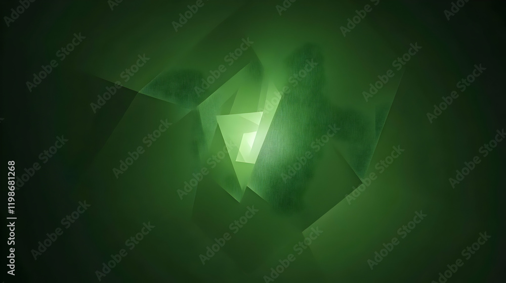 Poster abstract green background creates dynamic visual with geometric shapes and light effects beautifully