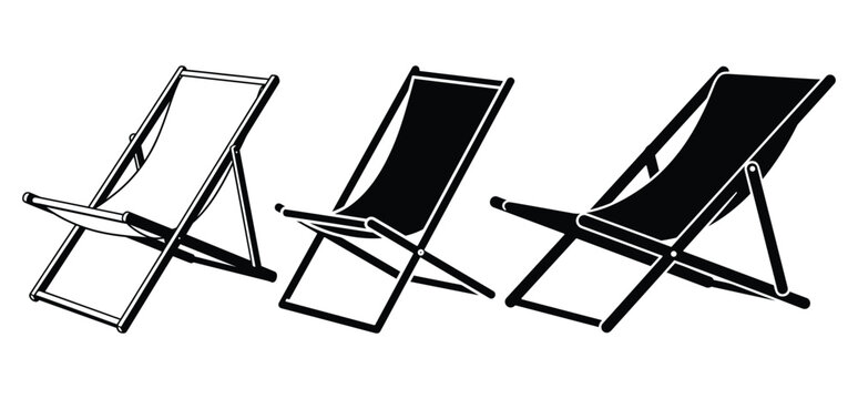A beach chair set silhouette vector with 